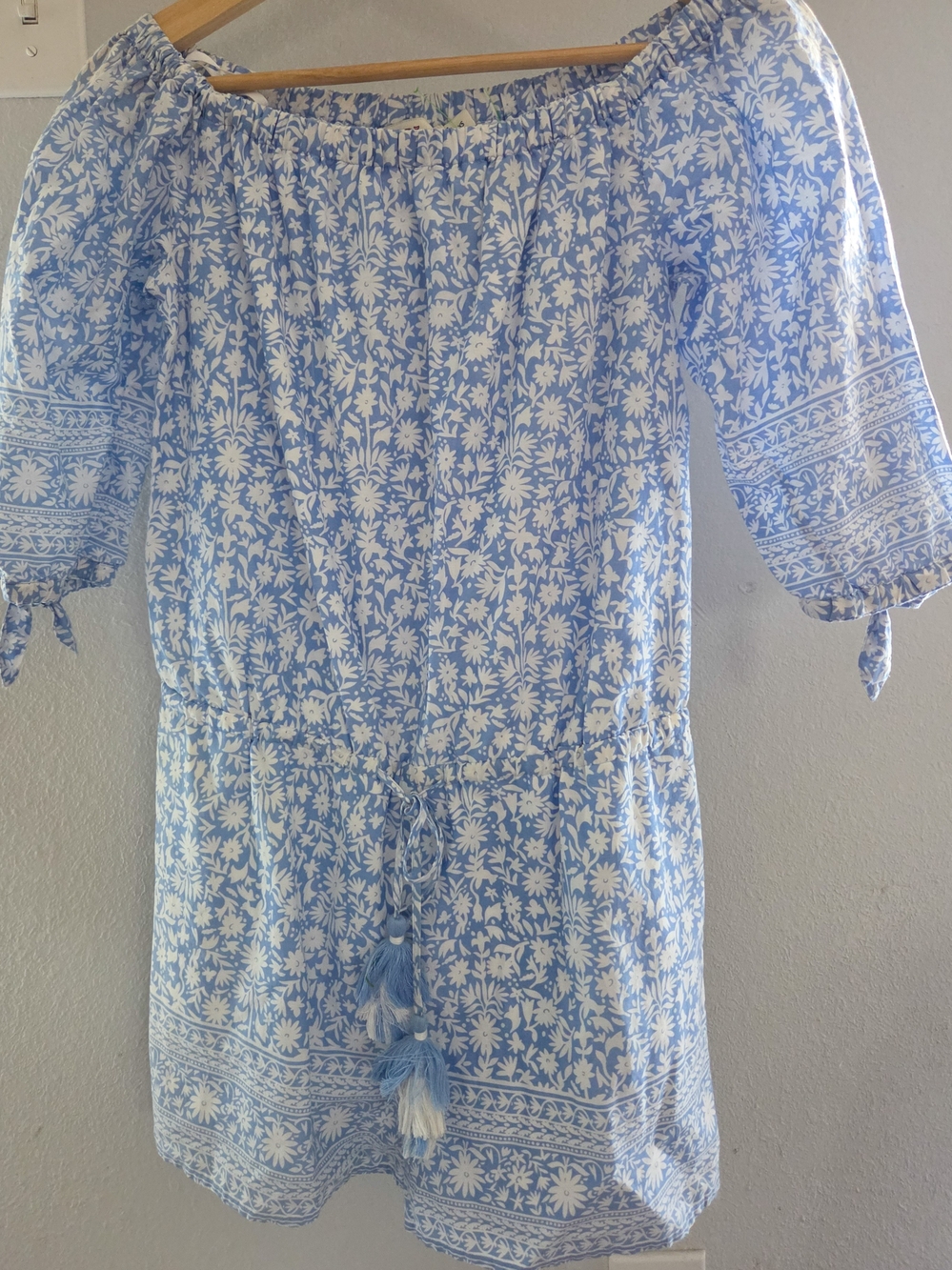 Vineyard Vines Bahamas Otomi Blue Floral Off Shoulder Romper Size XS